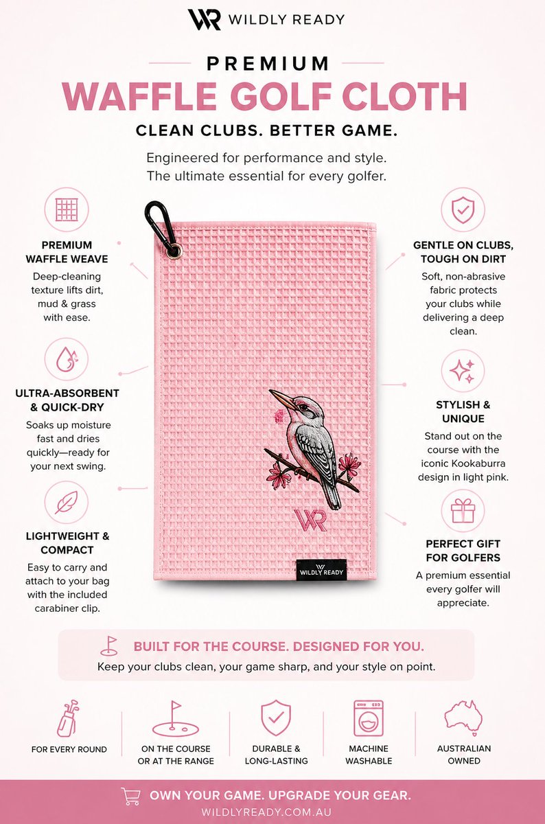 denis_bour84337's tweet image. Keep your game clean &amp;amp; course-ready ⛳️
Premium Waffle Golf Cloth by Wildly Ready
✔️ Deep-clean waffle weave
✔️ Ultra-absorbent &amp;amp; quick-dry
✔️ Gentle on clubs, tough on dirt

Upgrade your golf essentials today 👇
wildlyready.com.au/collections/pr…
#GolfGear #GolfLife #StayCleanPlayBetter