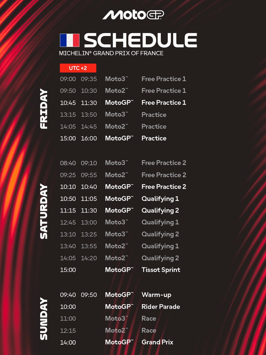 MotoGP's tweet photo. In case you didn't know... It's RACE WEEK! 👊✊

Make sure you're free to watch every second of the #FrenchGP🇫🇷

#MotoGP https://t.co/odqIWQXlaj