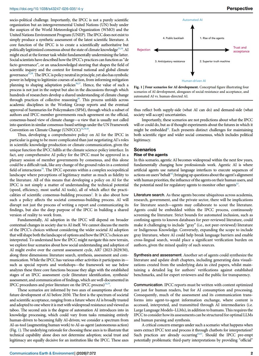 tek_nikel54's tweet image. ᴛᴇᴋ🤖ɴɪᴋᴇʟ54👾🤖28🤖
H.J.Buck etal #May2026

'#Potential #futures 4 #IPCC’s #approach 2 #artificialintelligence.
#Intergovernmental #Panel on #ClimateChange👾 n #generative #artificialintelligence🤖

#Fullpdf⬇️#tek_nikel54🤖
doi.org/10.1038/s43247…
nature.com/articles/s4324…