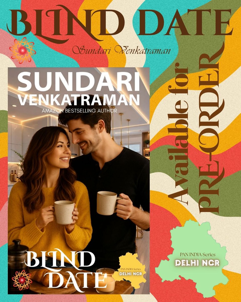 sundarivenkat's tweet photo. Kindle Book available for PRE-ORDER
Releasing on June 8, 2026
Book No. 80: BLIND DATE: PAN INDIA Series: DELHI NCR
Pre-order here: https://t.co/kno8cYQqDW
#BlindDate #Romance #SundariVenkatraman #AmazonKindle #PreOrder #PanIndiaSeries #DelhiNCR #ContemporaryRomance #onlyonamazon https://t.co/sqwwHjVBbs