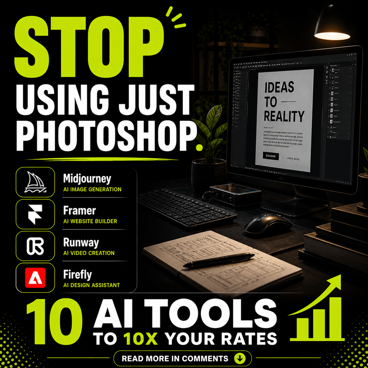 CGfrogOfficial's tweet photo. The $100k Designer Stack: 10 AI Tools to 10x Your Rates

#WebDesign #UITrends #NoCode #Framer #Midjourney https://t.co/CrkVH9rPxc