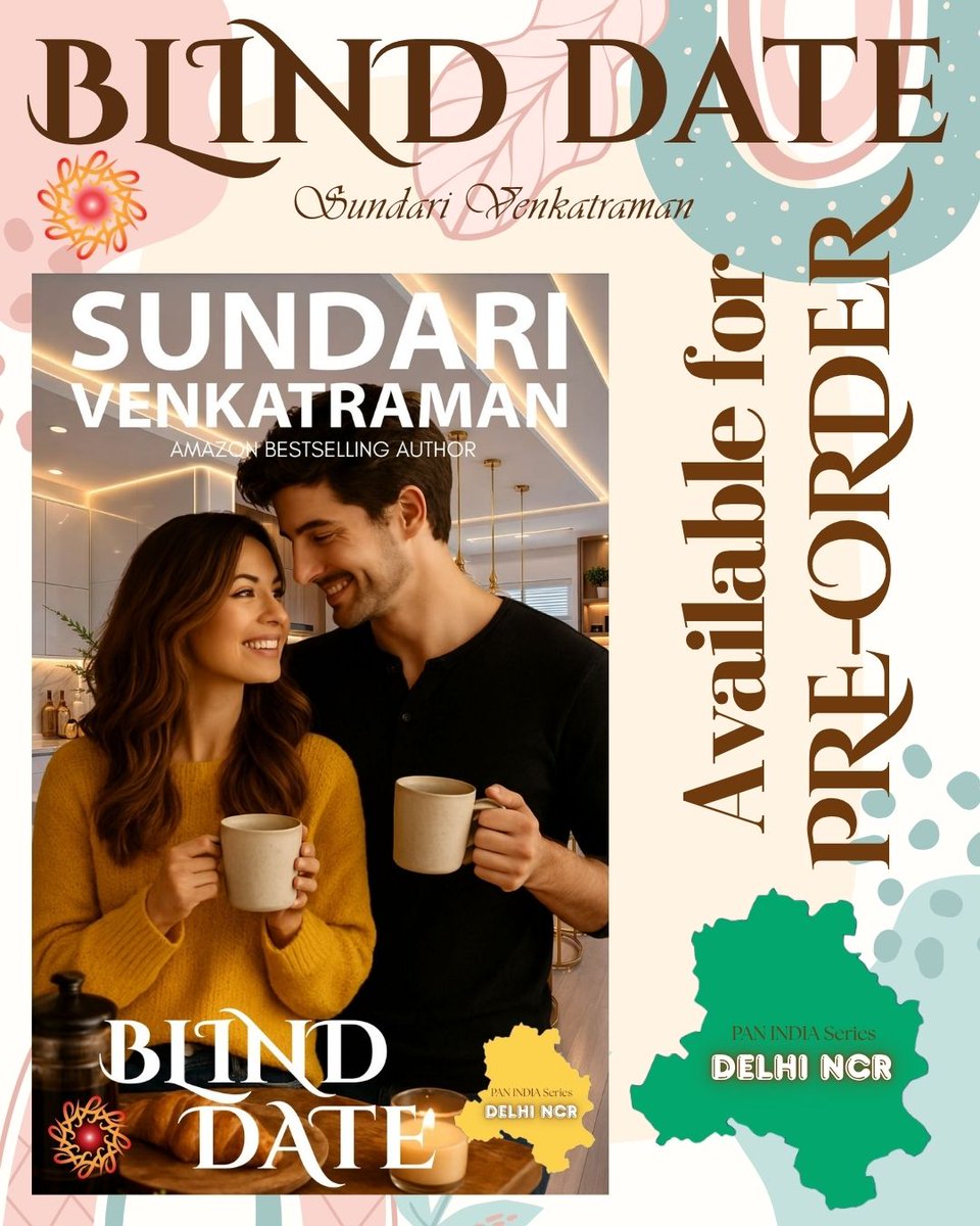 sundarivenkat's tweet photo. Kindle Book available for PRE-ORDER
Releasing on June 8, 2026
Book No. 80: BLIND DATE: PAN INDIA Series: DELHI NCR
Pre-order here: https://t.co/kno8cYPSOo
#BlindDate #Romance #SundariVenkatraman #AmazonKindle #PreOrder #PanIndiaSeries #DelhiNCR #ContemporaryRomance #onlyonamazon https://t.co/ghKhGS3HD4