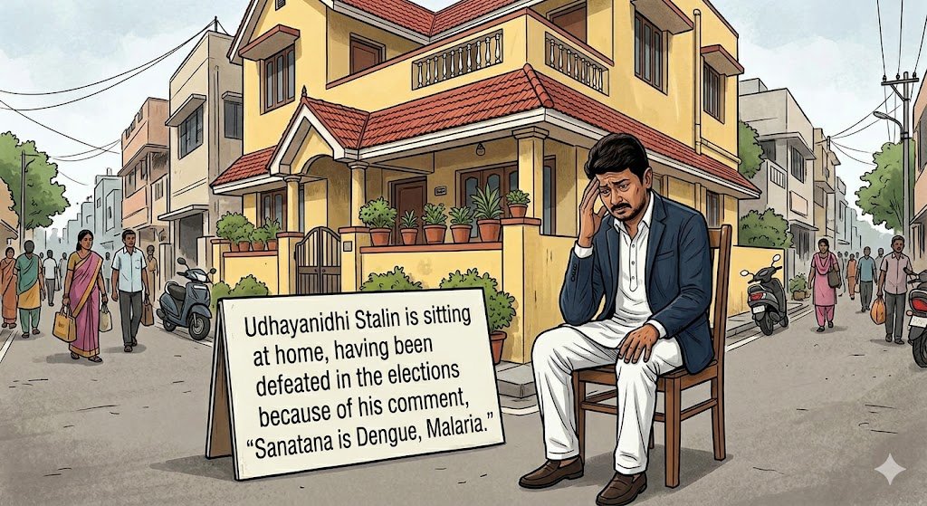 Dravidian Stalin, who called Sanatan Dharma dengue &amp; malaria, was crushed like a mosquito in Tamil Nadu elections!

सनातन धर्म को डेंग्यू, मलेरिया कहनेवाले स्टॅलिन तमिलनाडु चुनाव में मच्छर की तरह कुचल दिये गये है!

सनातन धर्म की जय!
#JaiSanatan

#electionresult2026
<a href="/BJP4TamilNadu/">BJP Tamilnadu</a>