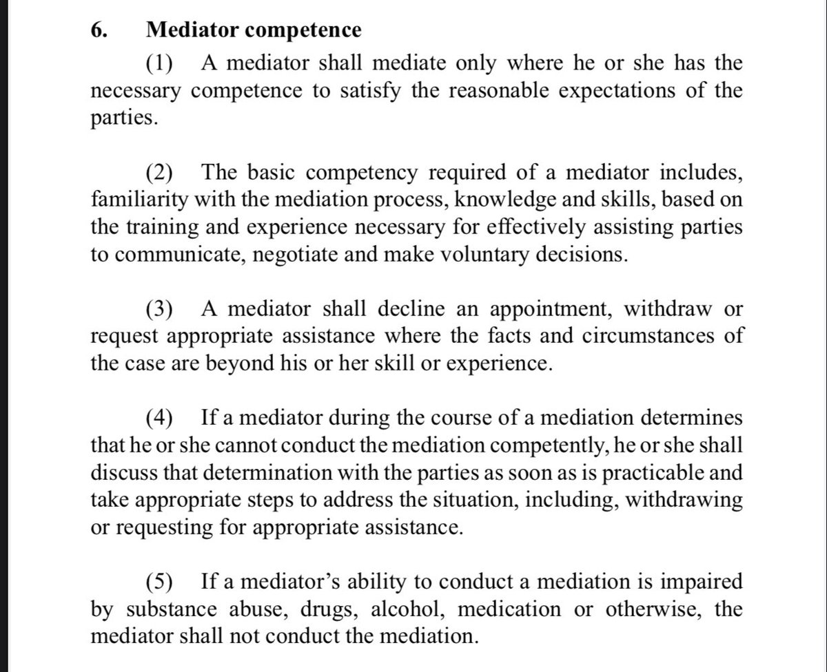 The_YADRF's tweet photo. A mediator must understand both their role, and their limits.

Competence is not assumed; it is built through training, knowledge, and experience in guiding parties to communicate, negotiate, and make voluntary decisions. 

And where a matter falls beyond that competence, the duty is clear: decline, withdraw, or seek appropriate support. 

Because in mediation, knowing when to step back is just as important as knowing how to guide.
 
#LetsVibeADR.
