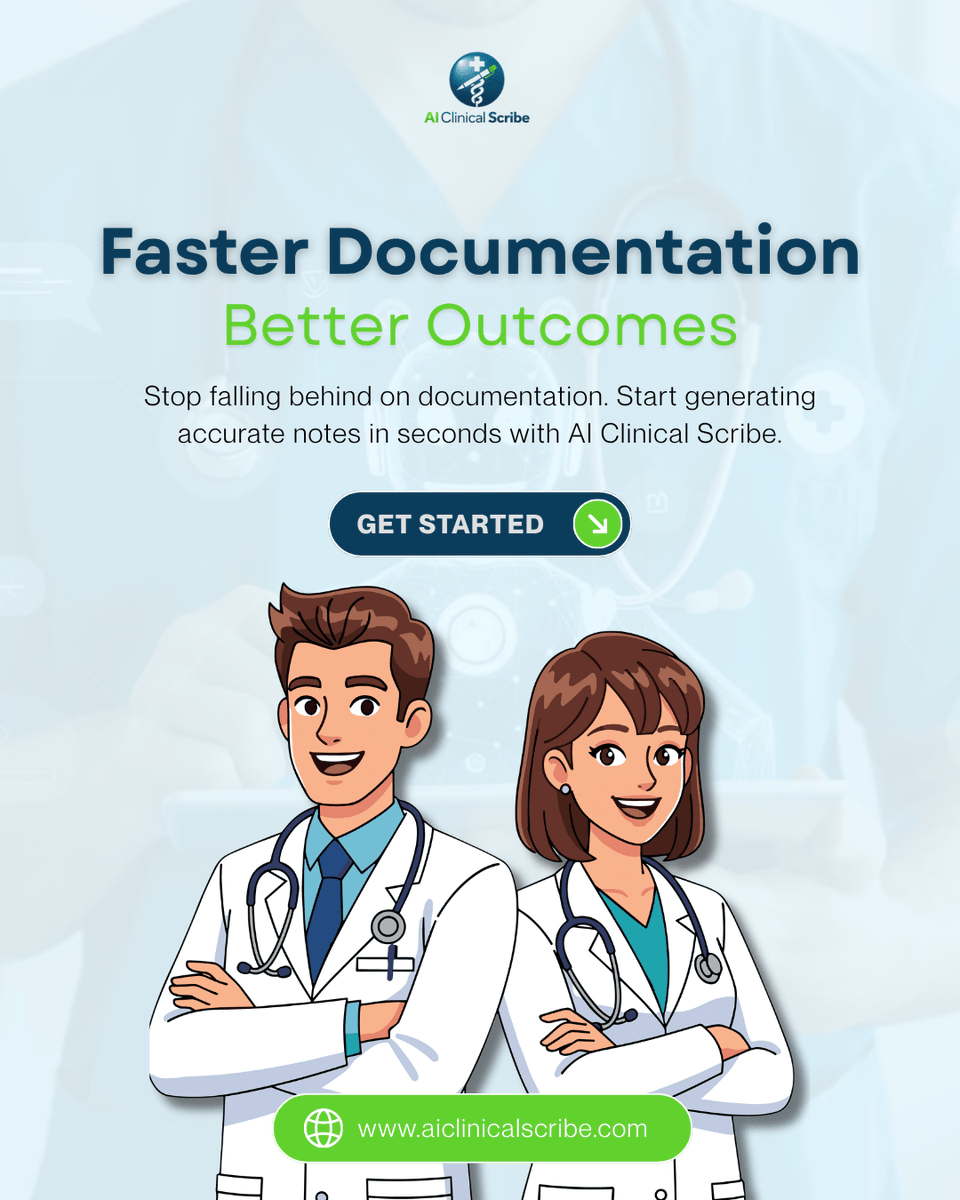 AICScribe's tweet photo. Drowning in documentation?
You’re not alone, but you don’t have to stay there.

AI Clinical Scribe turns your patient conversations into structured notes in seconds, so you can leave work on time and stay focused on care.

#AIScribe #HealthcareLife #DoctorLife #AITools #AI #MedX https://t.co/HWXwQ8cian