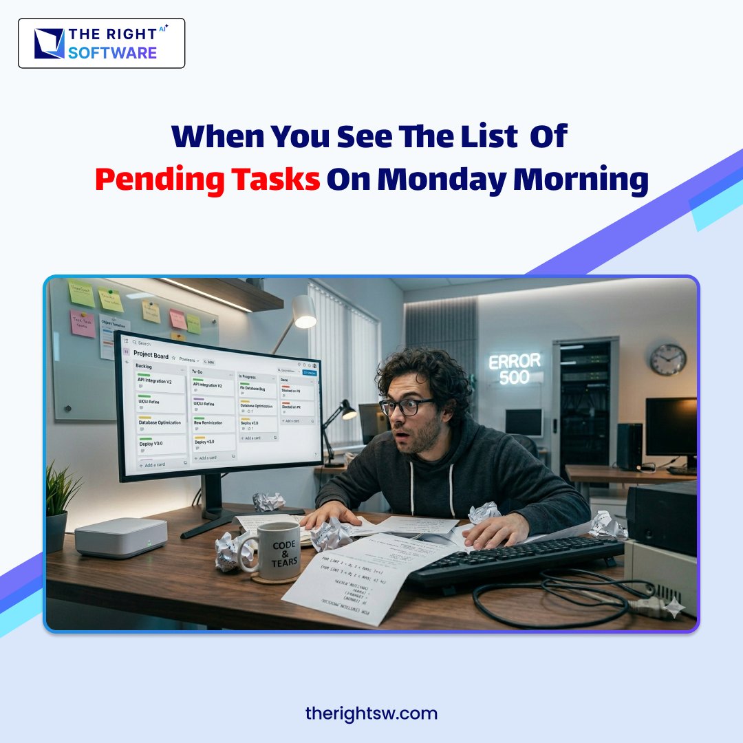 TheRightSW's tweet photo. You took the weekend off. Your pending tasks didn’t. Now they’re waiting… louder than ever.😅

#MondayBlues #Developers #BacklogLife #FOMO #TheRightSoftware https://t.co/i8f5yGVz3w