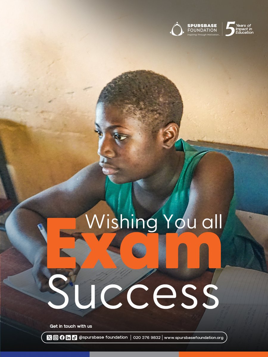 Spursbase_F's tweet photo. After years of dedication and preparation, our BECE candidates are now ready to take this important step. 

Spursbase Foundation proudly wishes every student success in their examinations.

#SpursbaseFoundation #FinalYearStudent #BECE #InclusiveEducation https://t.co/4QfD5e0ggi