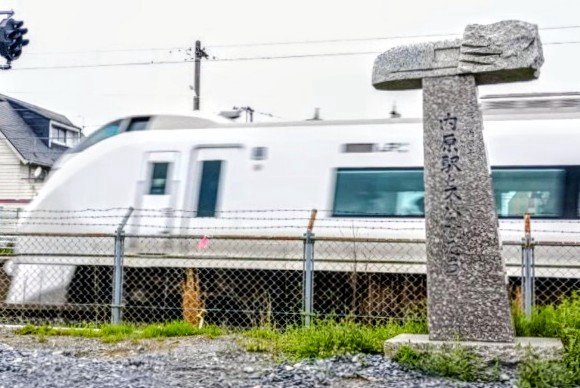 E657系K1編成の651系電車オマージュカラーのタキシードボディと内原の