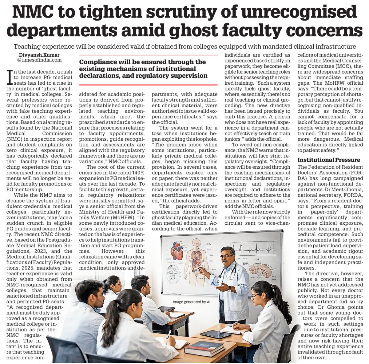 thakur_div01's tweet photo. NMC to tighten scrutiny of unrecognised departments amid ghost faculty concerns

Read full story here | https://t.co/NaG1WWfTkh

#NMC #MedicalEducation #GhostFaculty https://t.co/WhSCiULL6k