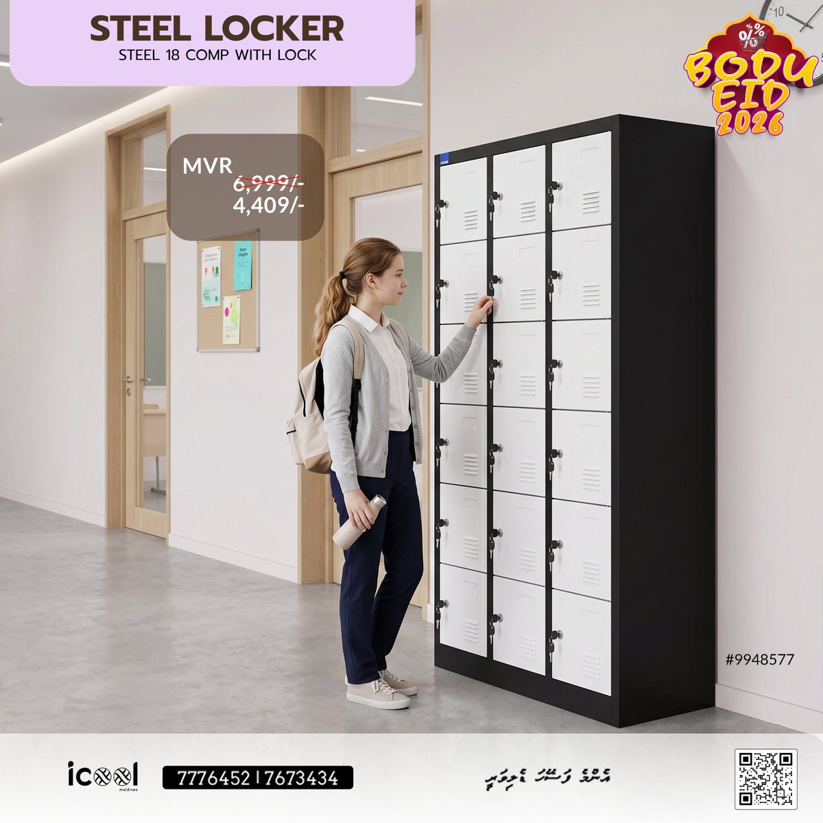 IcoolMaldives's tweet image. Secure more, organize better 🔐✨
Steel locker with 18 compartments — perfect for safe and smart storage.
#SteelLocker #18Compartments #SecureStorage #OfficeEssentials #SmartStorage #ModernWorkspace