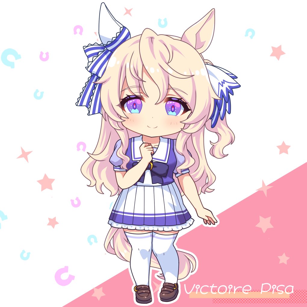 K3maruT's tweet photo. 今日はこのお二方。
ヴィクトワールピサとロゴタイプ！🥰
やはり女の子は描いてて楽しい✨
 #ウマ娘プリティーダービー
 #ちびキャラ  #デフォルメイラスト
 #ヴィクトワールピサ  #ロゴタイプ https://t.co/uXlUI6XGSK