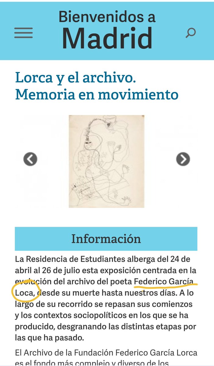 LorenaPsDeporte's tweet image. Errores tipográficos "casuales" del ayuntamiento de #Madrid @MADRID Claro, siendo Lorca y matándolo por... era normal el error 🤣🤣😓