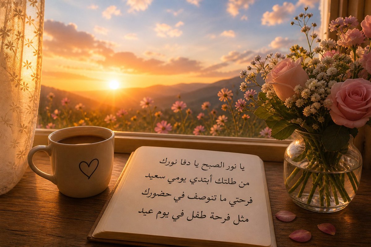 يا نور الصبح يا دفا نورك 
من طلتك ابتدي يومي سعيد 
فرحتي ما تنوصف في حضورك 
مثل فرحة طفل في يوم عيد 

#صباح_الخير ☕️🌸