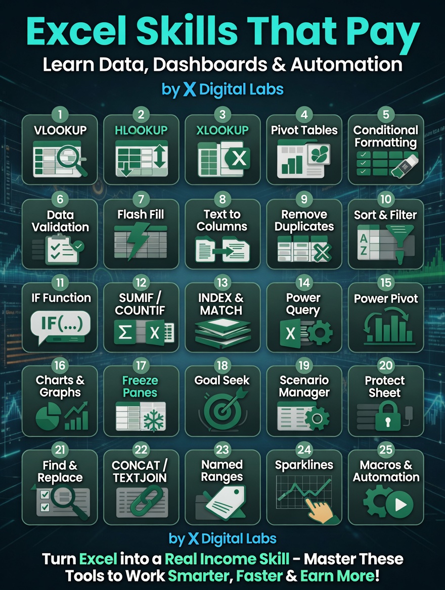 Len_I_Am0325's tweet image. Here are 25 Excel tools that can completely change how you work:From VLOOKUP/XLOOKUP - to Pivot Tables - to Power Query &amp;amp; Automation *Link to grab it now: *  xdigitallabs.gumroad.com/l/xniryh  payhip.com/b/b0Rty #FirstJob #JobSeekers #EntryLevelJobs #CareerBeginnings #HireYouth
