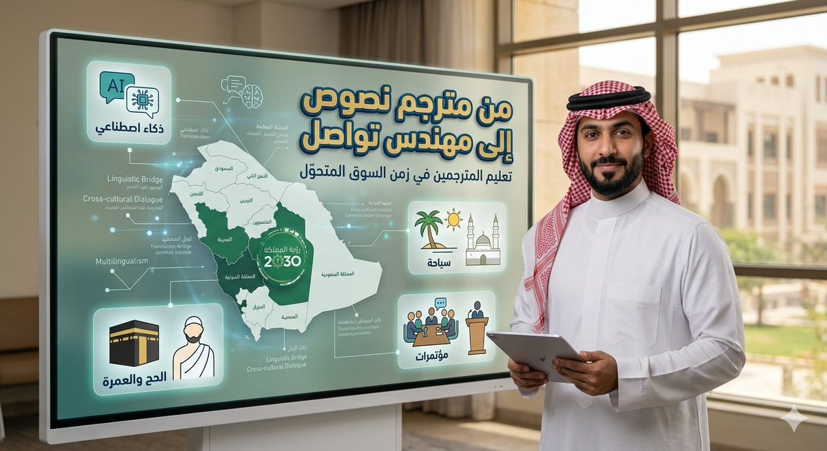 في زمن الذكاء الاصطناعي والسوق المتحوّل، لم يعد المترجم ناقل كلمات فحسب، بل صار مهندس تواصل، ووسيطاً ثقافياً، وصانع تجربة لغوية.

في مقالتي الجديدة أتأمل مستقبل تعليم المترجمين، وصلته برؤية السعودية 2030، والسياحة، والحج والعمرة، والصناعات اللغوية الجديدة.

قراءة ممتعة: