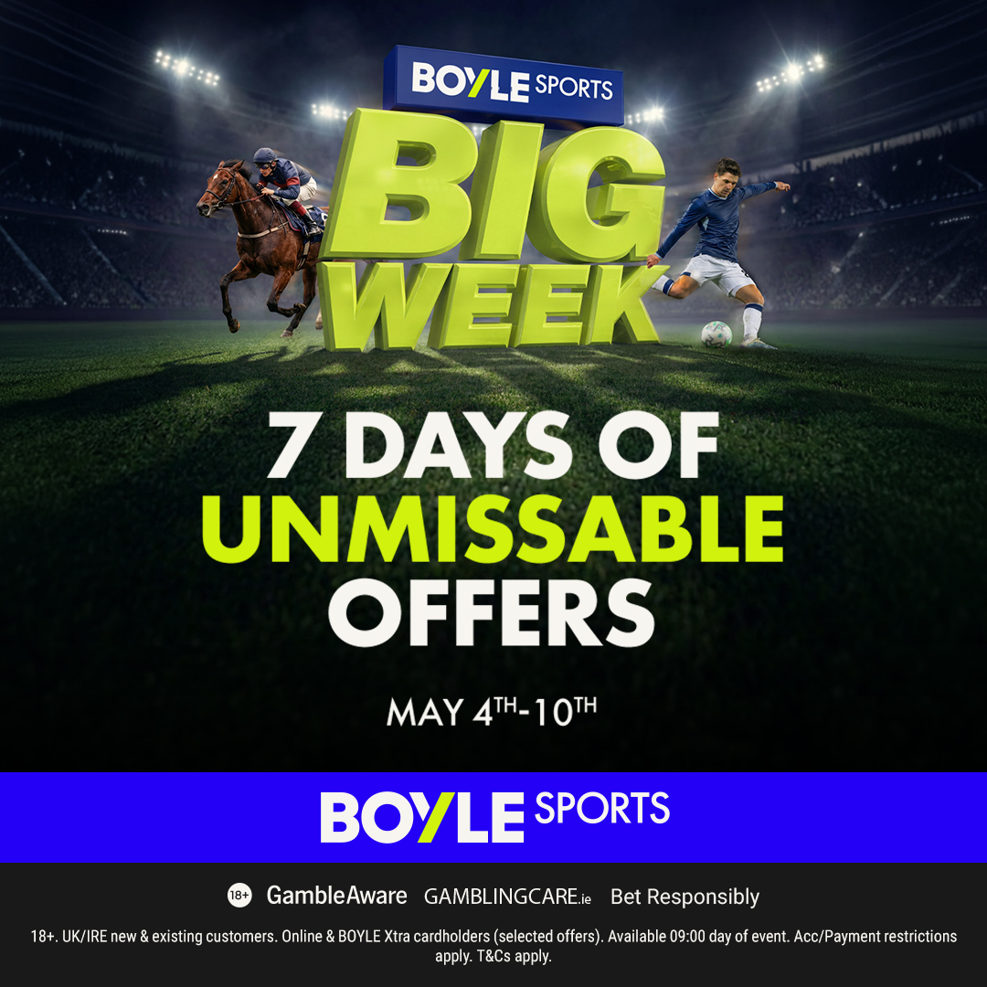 BoyleSports's tweet photo. Seven days of UNMISSABLE offers.

BOYLE Sports Big Week has arrived 💥 https://t.co/v23wVi3FVr