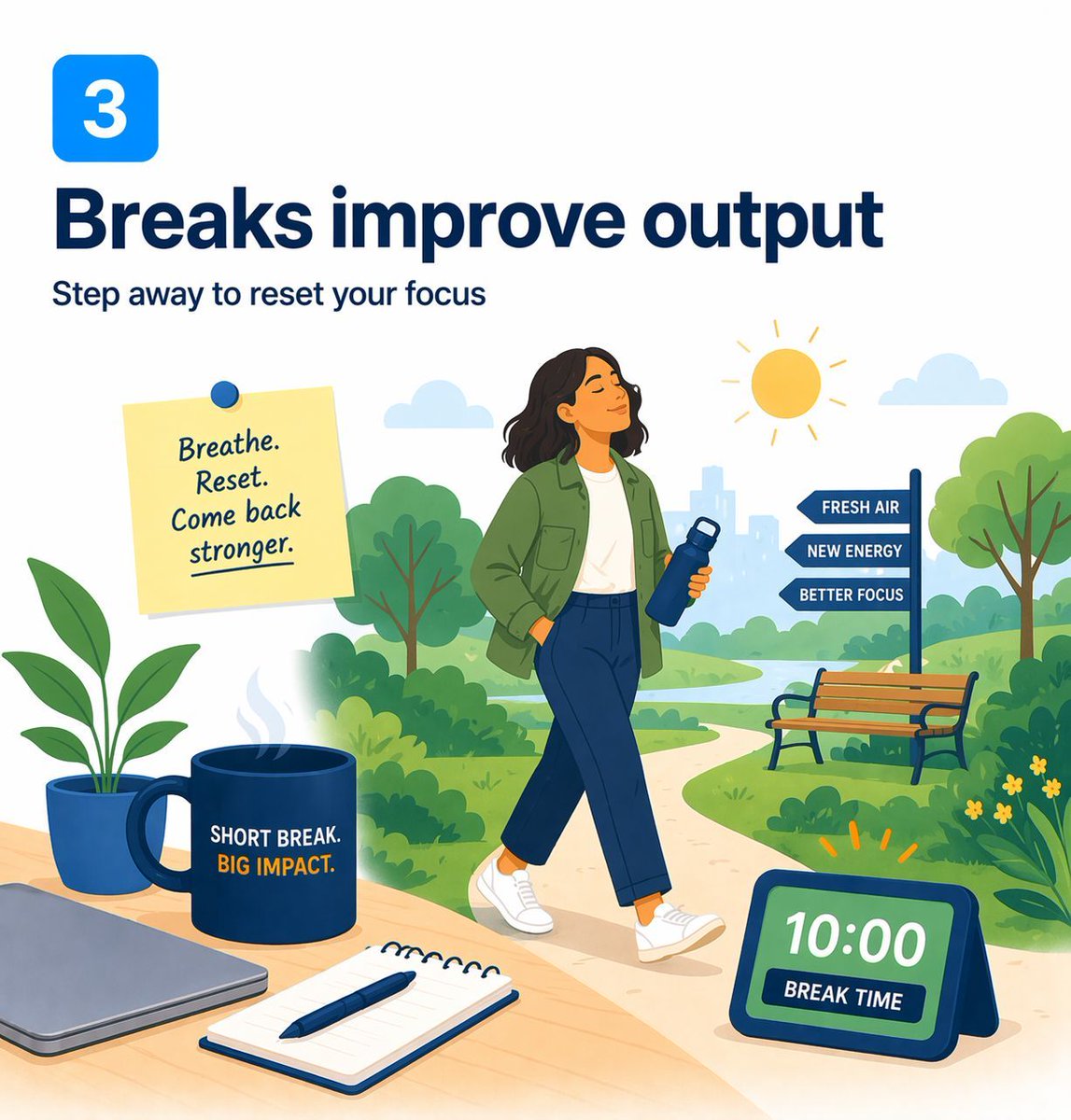 umo_uk's tweet image. Doing more is not the goal.

Doing the right things, with focus and consistency, is what drives real productivity.

Start simple:
Focus your time
Prioritise properly
Take breaks
Remove friction

That is where performance improves.

#WorkplaceWellbeing #Productivity #Focus
