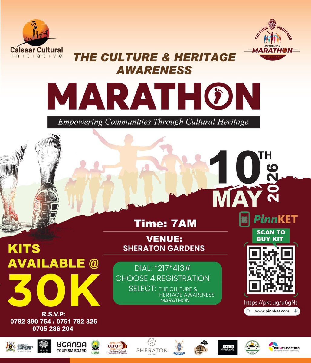 phiona_nam53267's tweet photo. Every step tells a story

On 10th May at Sheraton Gardens, #CultureAndHeritageMarathon2026 brings people together to celebrate culture, identity, and community

Whether you run, walk, or simply show up for the experience this is your moment to be part of something meaningful

Get your kit for 30,000 UGX: dial 217413# or sign up here: https://t.co/c4hRSY0dOf

#CHAM2026 | #ExploreUganda