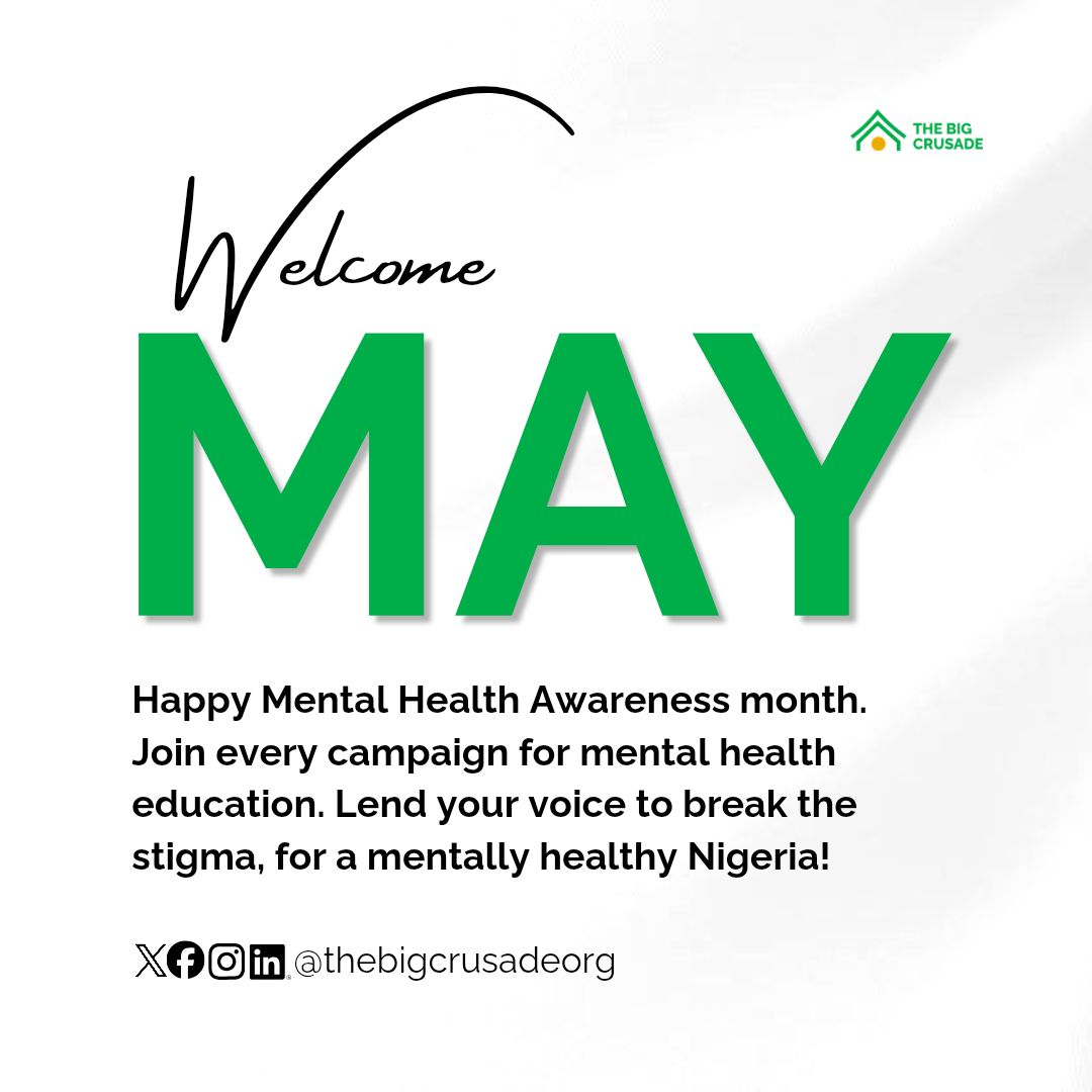 thisTBCOrg's tweet image. Happy New Month Crusaders 💚✨ 

This month, set a target to take care of your mind and invite others to do same. 

Keep living! 

#happynewmonth #may2026 #happyworkersday #tbcmentalhealth #mentalhealthinitiative