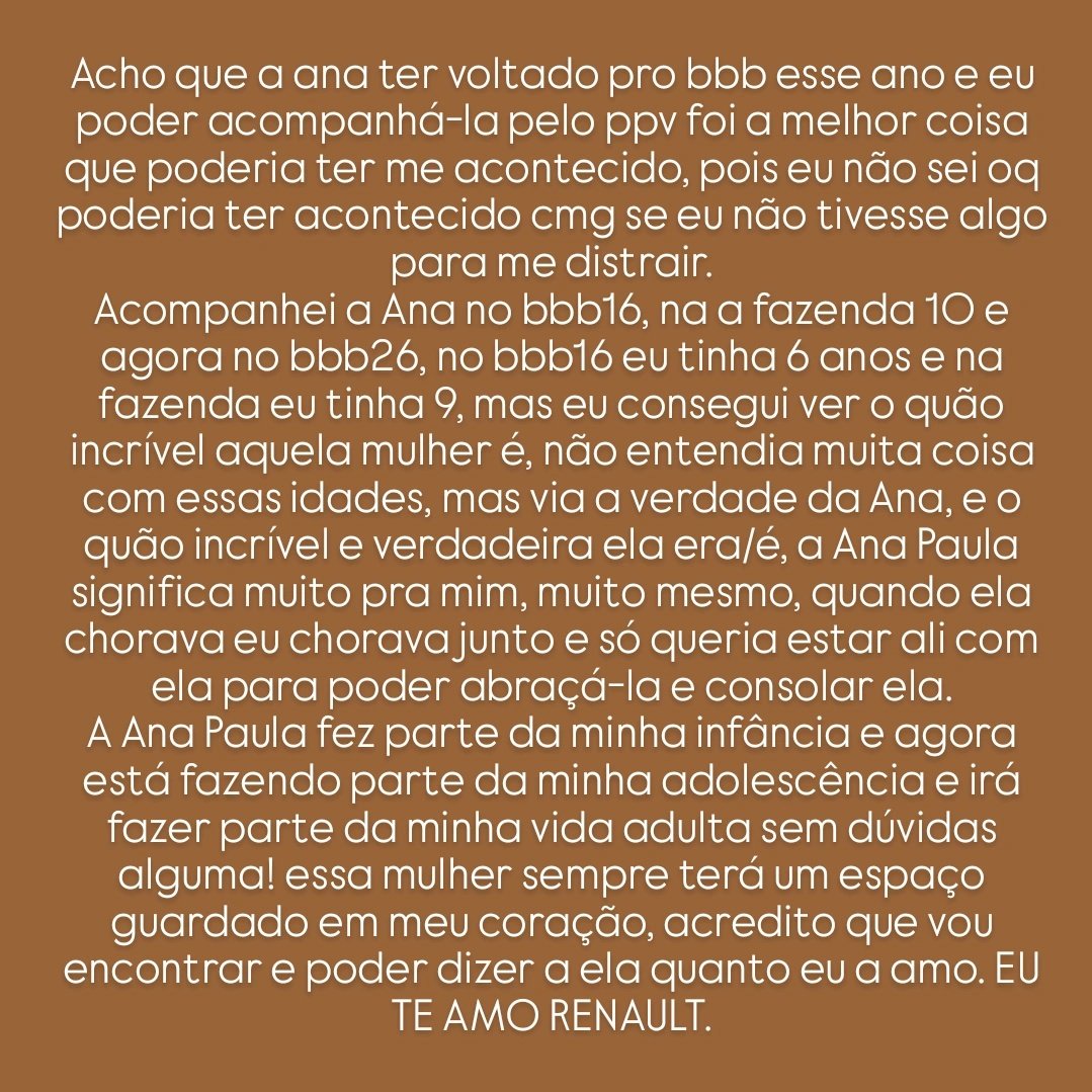Eu te amo muito meu amor! obrigada por ser essa pessoa incrível.💕
<a href="/anapaularenault/">Ana Paula Renault 🧙🏻‍♀️</a>