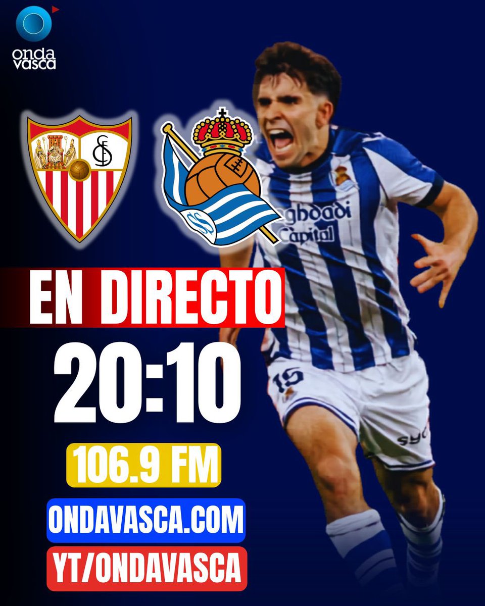 ⚔️ ESTA NOCHE TE NARRAMOS A LA REAL ⚔️

🛫 Sánchez Pizjuán
⏰ 20:10
📻 106.9FM / Ondavasca.com
🔴 youtube.com/@ondavasca3930

🏟️ Desde Sevilla:

🎙️<a href="/samuvalcar/">Samu Valcárcel</a>
🎓 Gorka Zelaia
🟢 <a href="/IonUrres/">Ion Urrestarazu</a> 

📡 Desde estudios:

💃 <a href="/chamizo_garcia1/">Dani Chamizo</a> 

#OndaVasca #Konekta