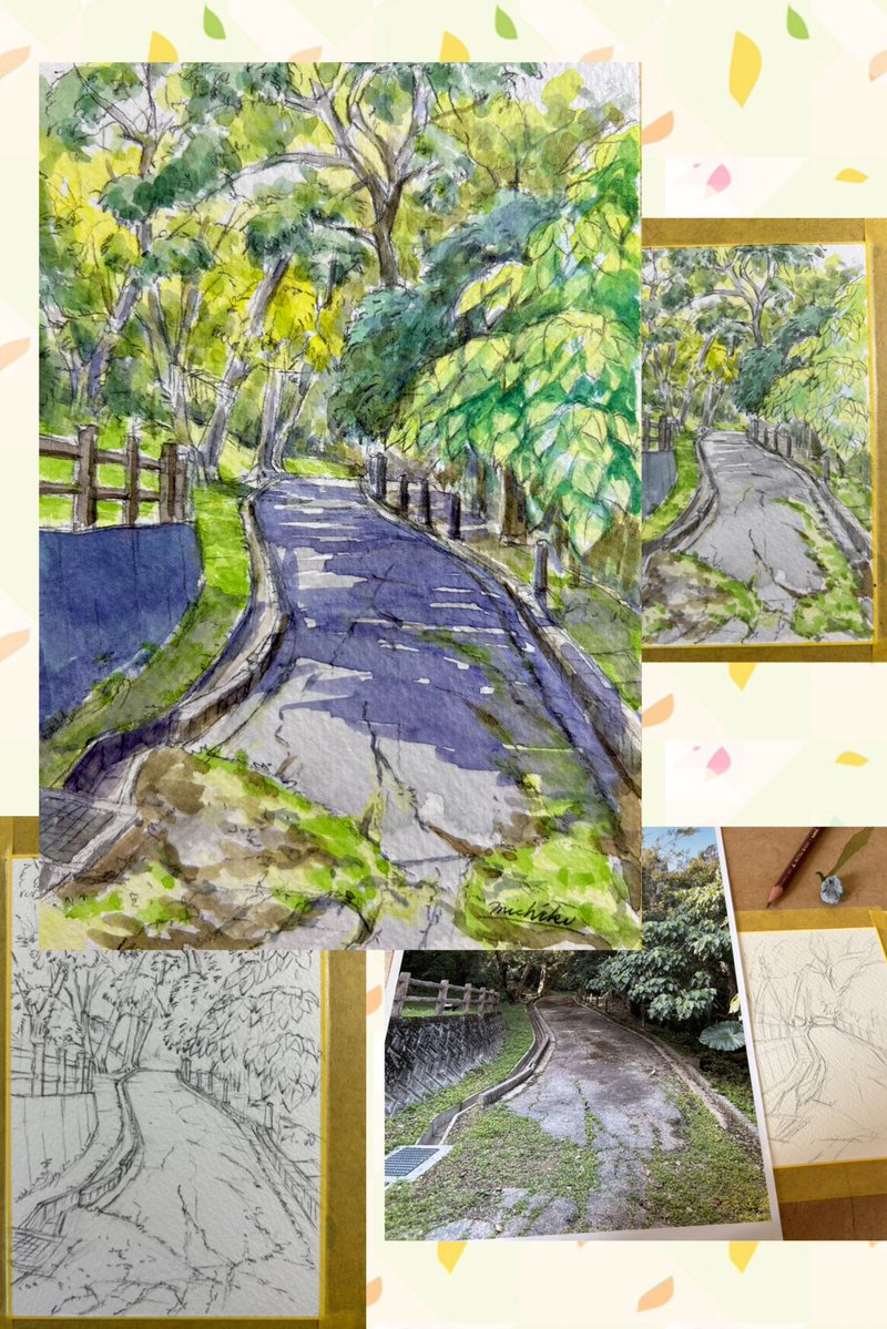 沖縄県八重瀬町 「八重瀬公園の遊歩道」 サイズ：ポストカード 画 材