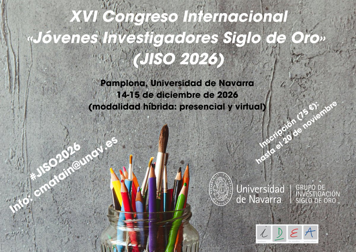 cmatain's tweet photo. Nueva entrada en el Blog del GRISO (@griso_unav, @fylunav, @unav).
https://t.co/yFRIA9S4Yl
#JISO2026 #JóvenesInvestigadores #SiglodeOro #Literatura #Lingüística #Historia #Filosofía #Arte #Cultura #Pamplona #Navarra #España #UNAV #FYLUNAV #GRISO_UNAV https://t.co/ae5VldlZ7j