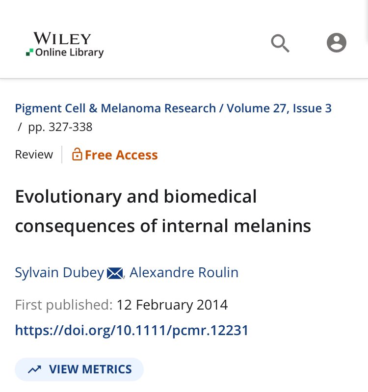 MitohormesisAct's tweet photo. A review of the literature revealed that ‘internal melanin’ protects against parasites, pollutants, low temperature, oxidative stress, hypoxemia and UV light, and is involved in the development and function of organs. Importantly, several studies have shown that the amount of melanin deposited on the external body surface is correlated with the amount located inside the body. This finding raises the possibility that internal melanin plays more important physiological roles in dark than light-colored individuals. Internal melanin and coloration may therefore not evolve independently. This further emphasizes the major role played by indirect selection in evolutionary processes.

Melanin Rx for modern human ?? A Circadian Medicine, Heliobiology and Mitohormesis Framework: Light, QCD Water and MAGNETISM

Thanks Dr Jack Kruse 🫡
