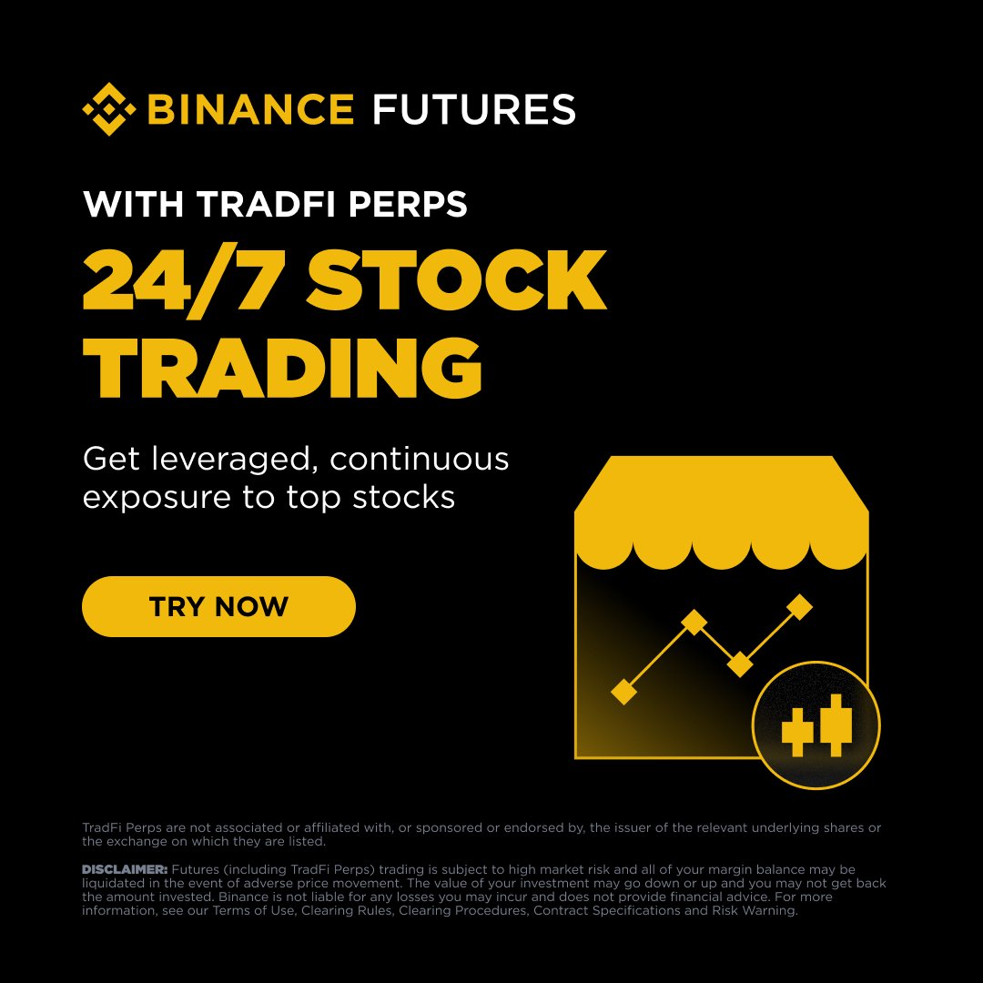 binance's tweet image. TSLA. NVDA. AAPL. AMZN. Futures 19 top stocks.

Now trade them leveraged, 24/7, with no expiry, without owning a single share.

Stock Perps are live on @BinanceFutures. Continuous exposure. 24/7 access. 

👉 binance.com/en/futures/AAP…