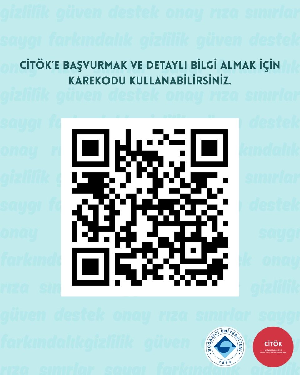 bucitok's tweet photo. CİTÖK’e bilgi ve destek almak amacıyla görselde yer alan kare kod üzerinden başvurabilirsiniz. Bireysel Başvuru Formu, bir ön başvuru kanalıdır. Onayınız olmaksızın herhangi bir süreç başlatılmamaktadır.

Başvuru formu bağlantısı: https://t.co/eCYtaNS3MF

#citok #boun https://t.co/WNXsoA79X5