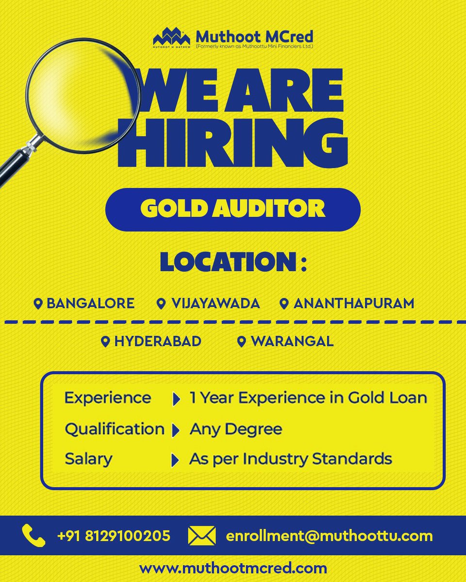 MuthoottuGroup's tweet image. We Are Hiring
.
.
.
#Hiring #Jobsearch #MuthootMCred #MuthootYellow #Interview

[Hiring, Job Search, Recruitment, Job Alert, Candidates]