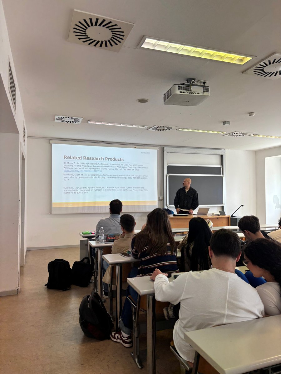 FuelsomeProject's tweet photo. On 30 April 2026, ATENA (Aniello Cappiello) presented the FuelSOME project to MSc students at the University of Naples – Parthenope.

Great discussion on techno-economic assessment &amp; standardisation, followed by an engaging Q&amp;A!

#FuelSOME #EUProjects #Innovation https://t.co/VQgVH9aUEv