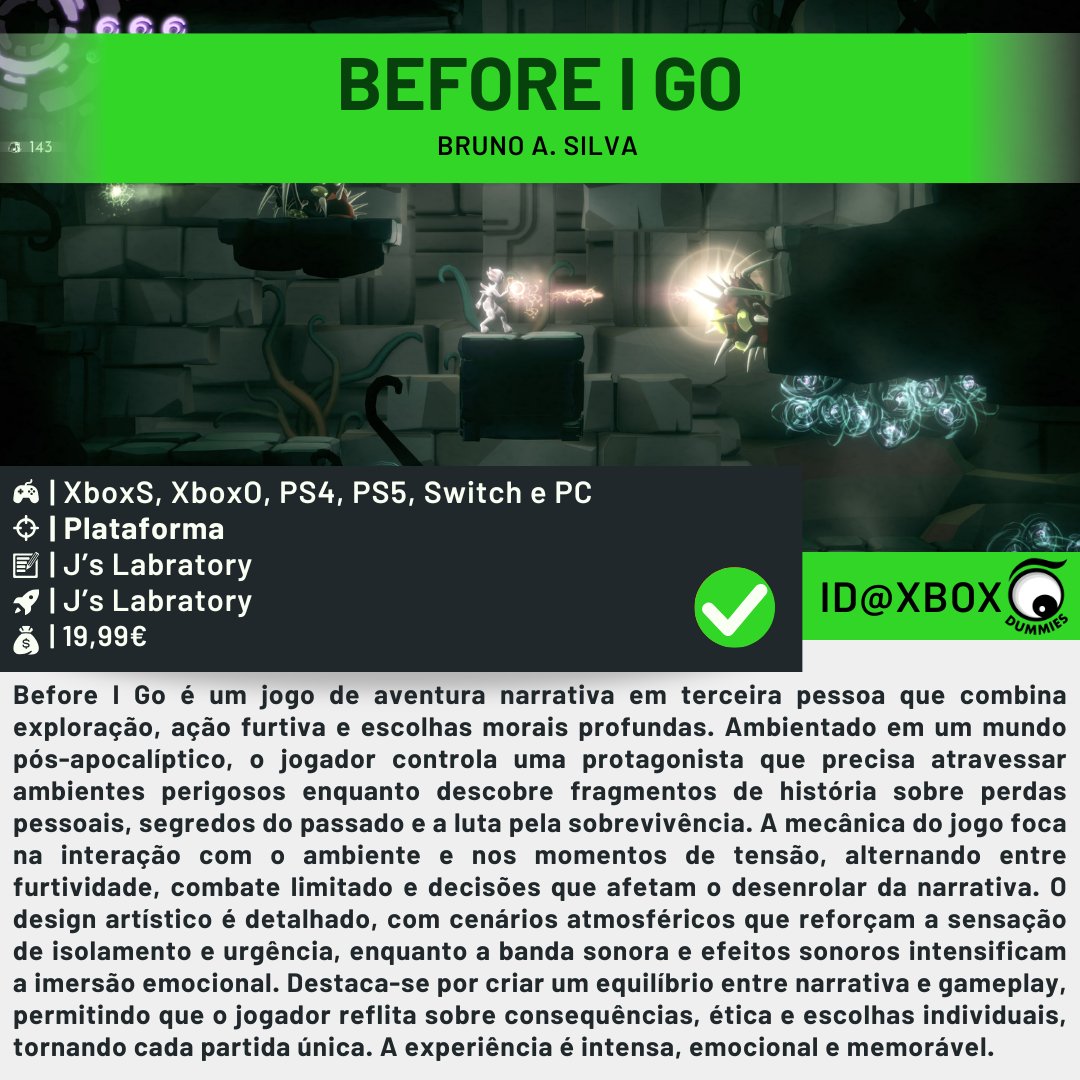 ID<a href="/Xbox/">Xbox</a> Review

Trailer: youtube.com/watch?v=or1tvn…
Site: jslabratory.com/about/
Loja: xbox.com/pt-pt/games/st…
<a href="/JsLabratory/">BEFORE I GO 👽 OUT NOW!</a> @Xbox <a href="/xbox_pt/">Xbox Portugal</a> <a href="/ID_Xbox/">ID@Xbox</a>