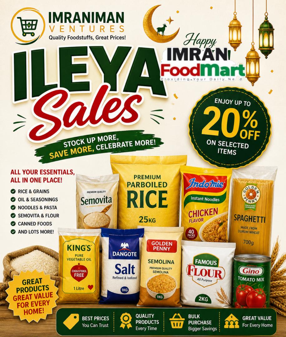 imran_services's tweet photo. Need clean, affordable foodstuff without stress?
My wife’s brand @imranImanFoodMT has you covered — rice, beans, garri, palm oil, indomie,spices, etc.
Fast delivery ✅ Quality guaranteed ✅
📍Lagos | Nationwide delivery
📲 [+2348088693336
RT to support 🙏
#Foodstuff #BuyNaija https://t.co/96LwYUyM3J