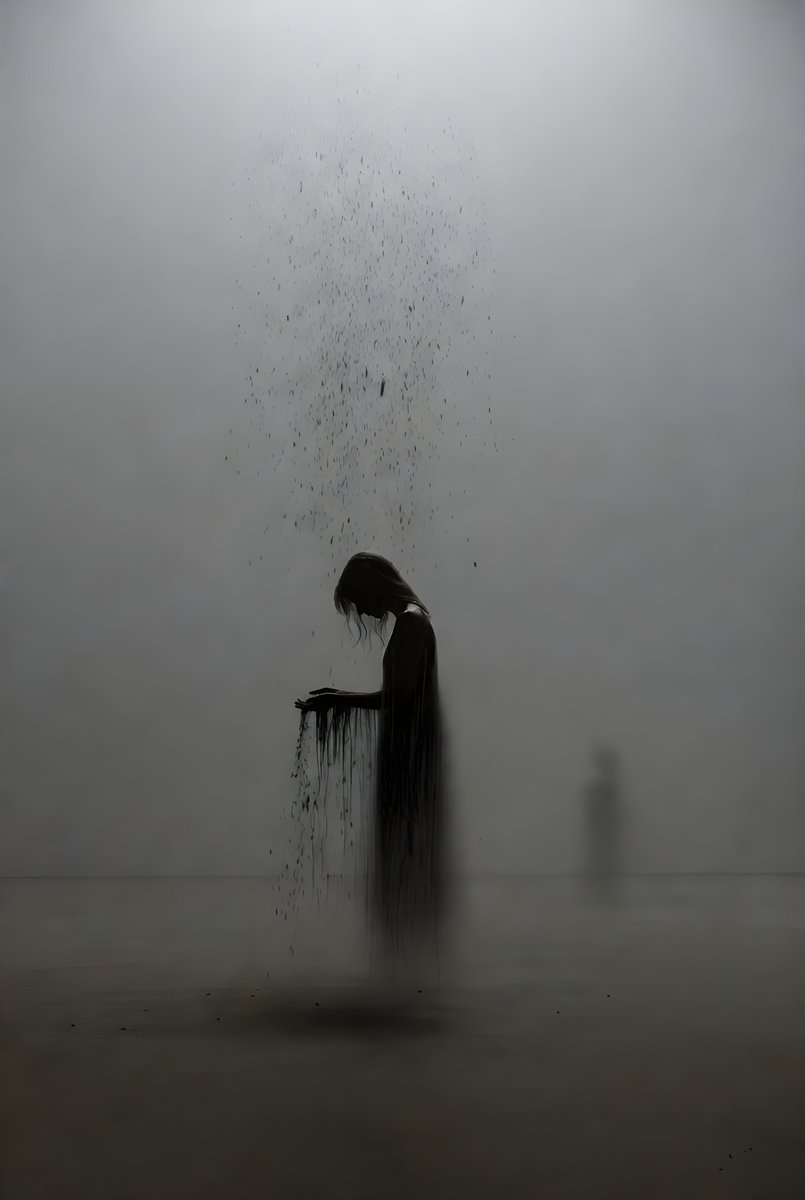 b_karacaa's tweet image. "Unheld" on @TransientLabs 

She cannot hold what is already leaving. What falls from her is not just ash. but the quiet collapse of something once alive.

▪️0.059 ETH
▪️Link in below 👇

#NFT #NFTart @TheBlack_Void_ @livesawave