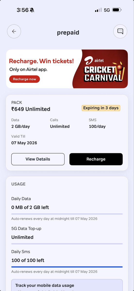 i_moonisha's tweet photo. @airtelindia Can you explain about this True Unlimited 5G fanda?? Now internet is not working. @Airtel_Presence @TRAI https://t.co/7s6WC8ZDYx