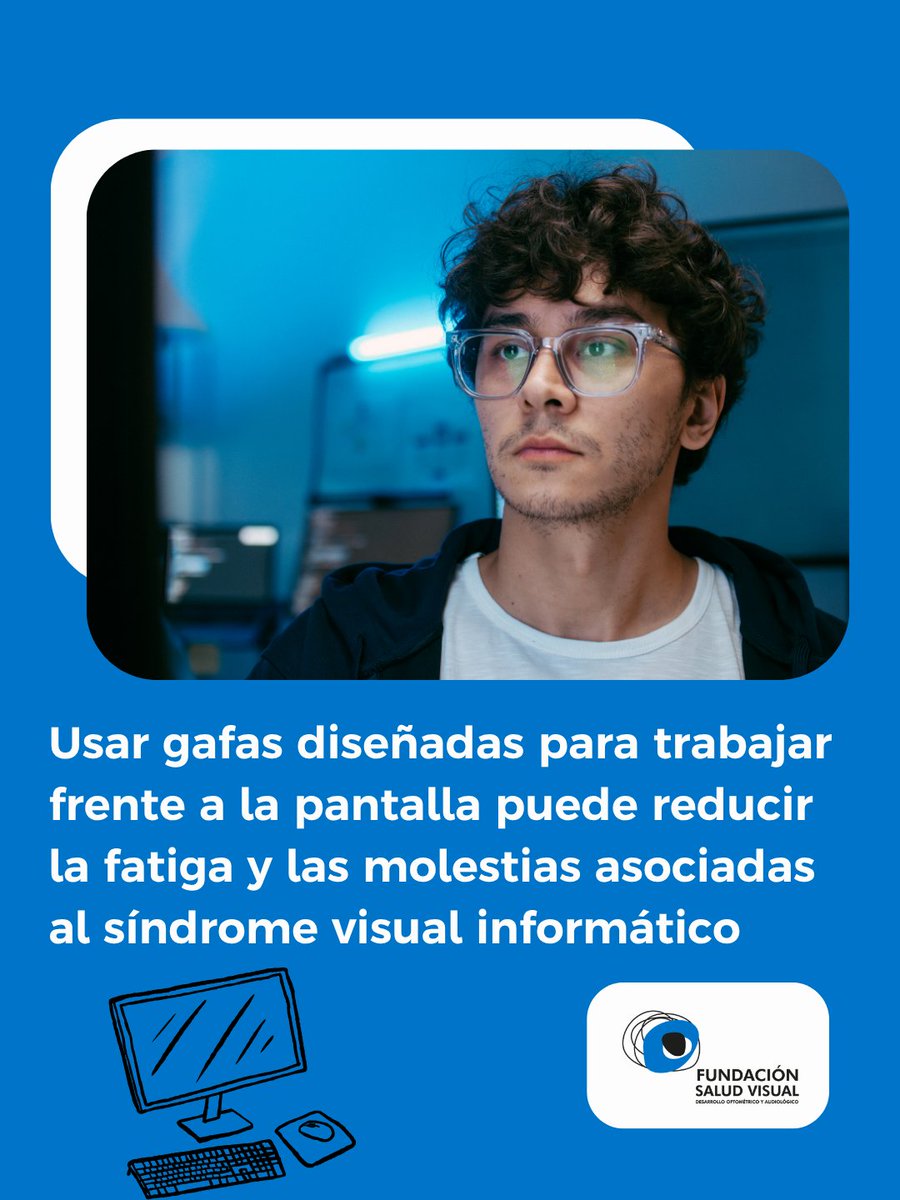 funsavi's tweet image. 👓💻 Si pasas varias horas frente a la pantalla, unas gafas específicas para ordenador pueden ayudarte a reducir fatiga visual, dolores de cabeza y reflejos, cuidando tu salud visual cada día.

👨‍⚕️ Acude a un óptico‑optometrista para un examen visual.

#Funsavi #Visión