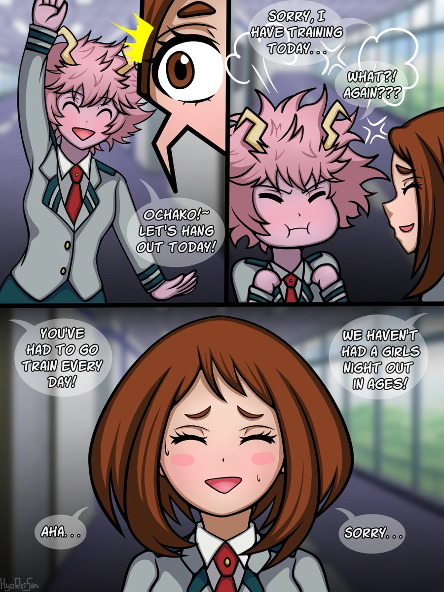 Mina invites Uraraka to hang out! Unfortunately it looks like she's preocupied with something else! What could it be?