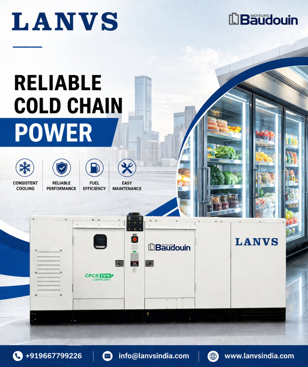 LanvsGreekIndia's tweet image. Power that never lets your cold chain break. ❄️⚡

With LANVS, ensure uninterrupted cooling, maximum efficiency, and reliable performance because freshness depends on power you can trust.

Keep It Cool. Keep It Powered.

#ColdChain #PowerSolutions #ReliablePower #IndustrialPower