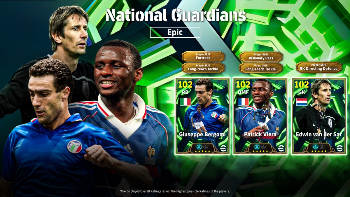 2pbzNlqi5252763's tweet photo. Epic: National Guardians 🔜

🧠Giuseppe Bergomi -107
💪Patrick Viera -107
🧤Edwin van der Sar -107

I can't wait for these players to arrive...

#eFootball #イーフト https://t.co/vkHsj49HSk