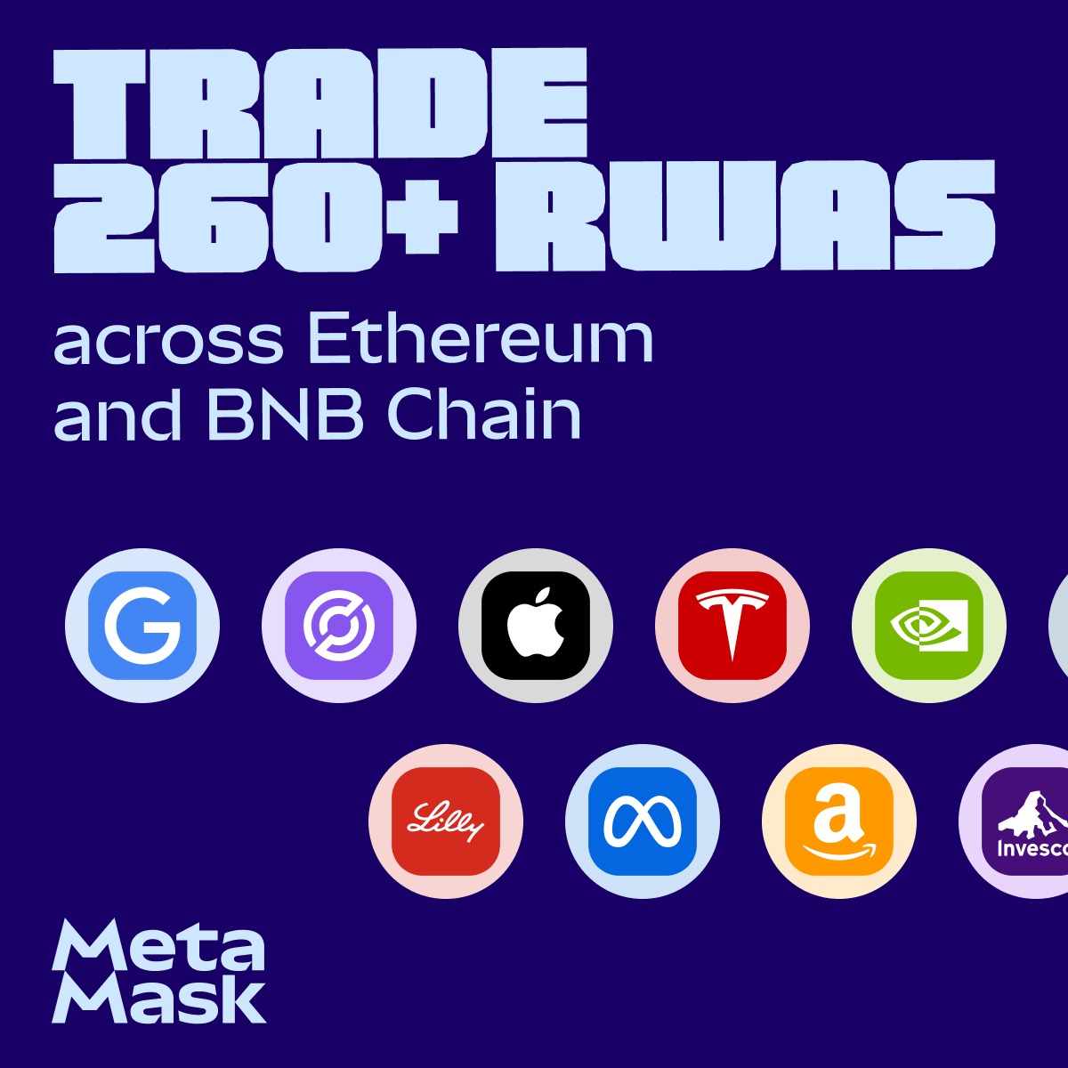 MetaMask's tweet photo. Go long or short on 150 tokens with up to 50x leverage.