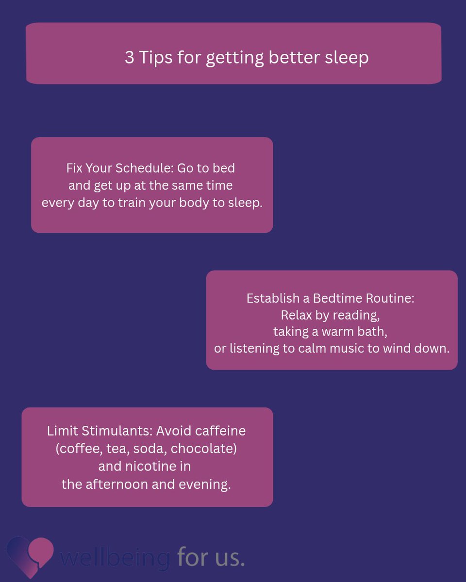 wellbeingforus's tweet image. 3 tips for getting better sleep

#sleepadvice #mentalhealth #mentalhealthawareness