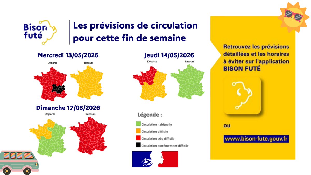 Image de Préfet du Cher - #SécuritéRoutière | Vous prenez la route ce week-end ? 🚗
Les conditions de circulation seront diffi