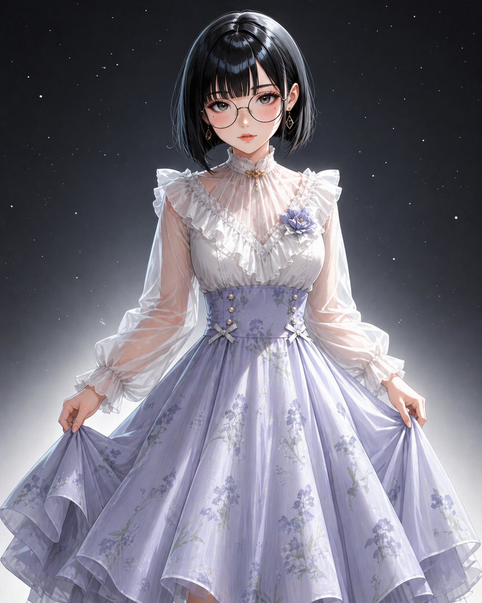 Starry Lavender Lolita Dress Portrait
