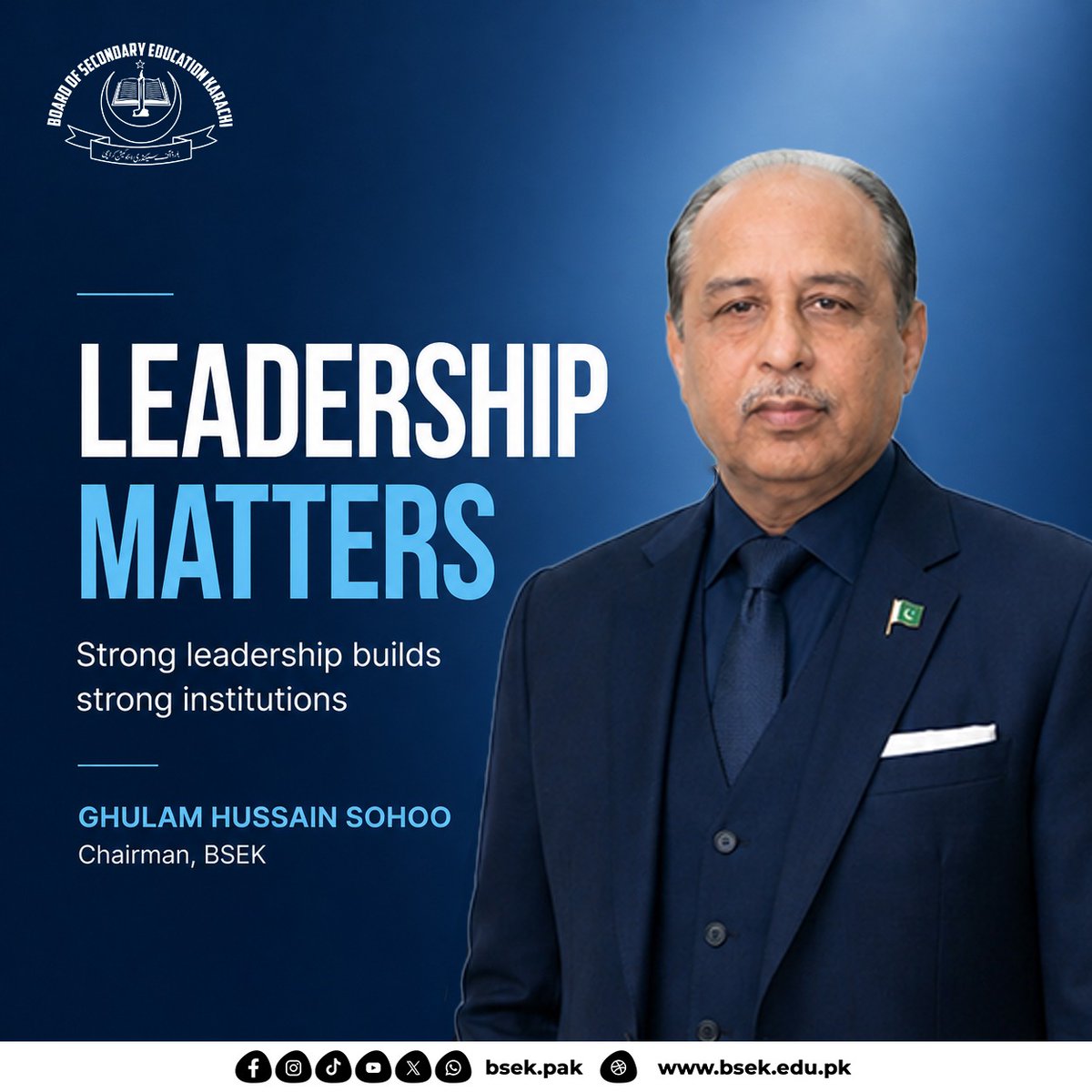 bsek_pak's tweet photo. Under the guidance of Chairman Ghulam Hussain Sohoo, the Board of Secondary Education Karachi continues to move forward with vision, responsibility, and commitment to excellence.

#BSEK #LeadershipMatters #EducationalLeadership #KarachiEducation #FutureOfEducation https://t.co/9MyXqp1dBY