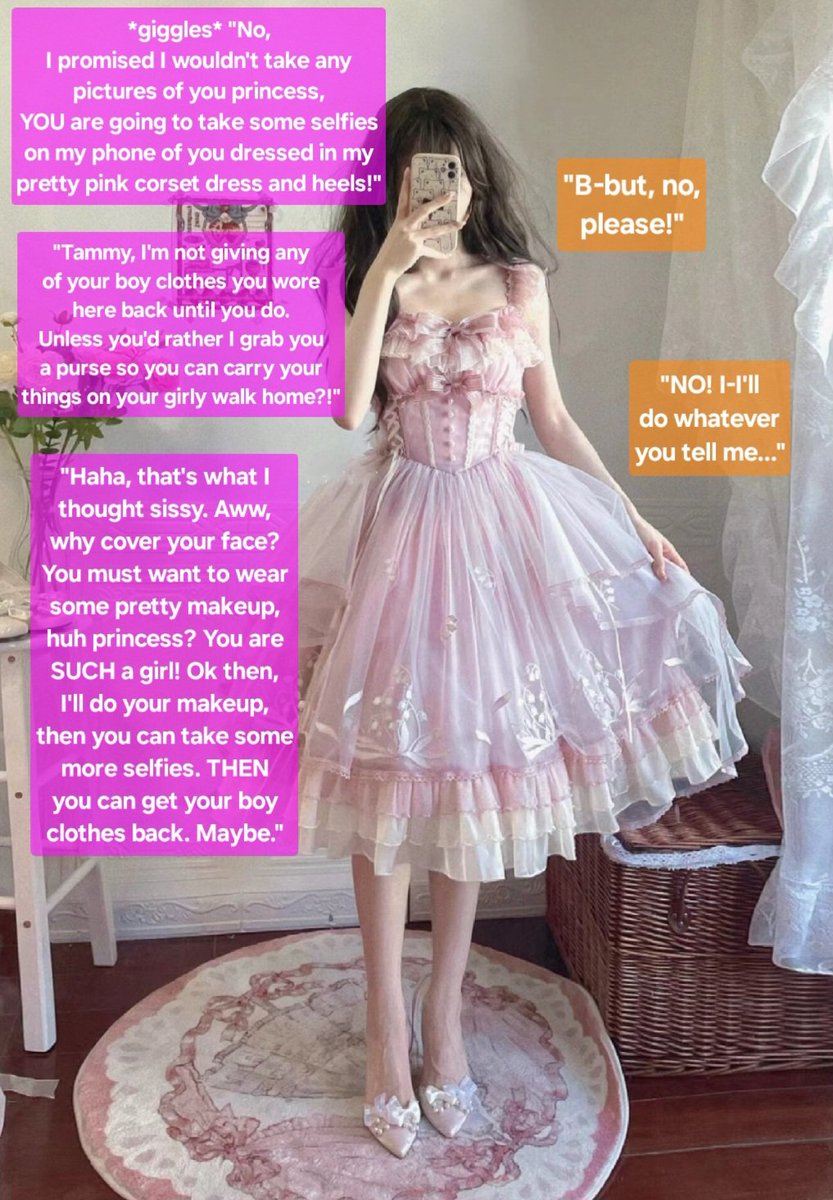 TammyLovisa101's tweet image. #pretty #pink #princess #corset #dress #selfie #heels #gorgeous #girly #cute #sissy #feminized #crossdressing #captions
