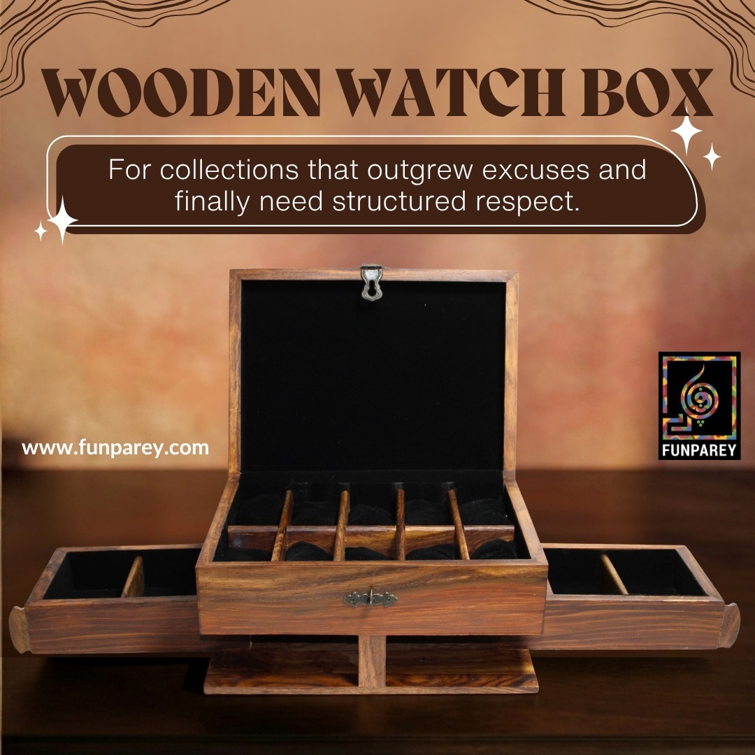 Funparey's tweet image. A watch box made for real collections.

Buy now.
funparey.com/product/wooden… 

#WatchBox #Accessories #Storage #Luxury #Funparey