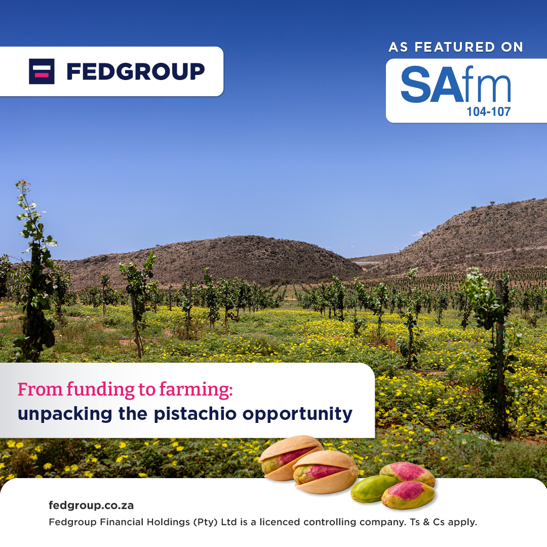 Fedgroup's tweet photo. The Karoo is not where most people expect to find a global pistachio opportunity.
But that is exactly why this story matters.

Today, Karoo Pistachios CEO, David Muller, spoke to Joanne Joseph on @SAfmRadio Daily Discourse about the pistachio farming opportunity in the Karoo, what goes into growing these lucrative nuts, and what it takes to fund real assets with global potential.
https://t.co/dg0kJHosvT

#FedgroupPrivateCapital #InTheNews