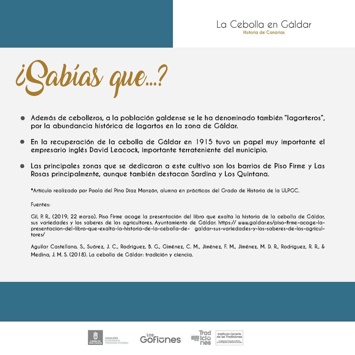 A la población galdense se le conoce comúnmente como «cebolleros» pero, ¿sabías por qué? #ictradiciones #islascanarias #gáldar #grancanaria #cebollas #productoskm0 #tradición #presidenciadelcabildodegrancanaria <a href="/LosGofiones/">Los Gofiones</a>  <a href="/GranCanariaCab/">Cabildo Gran Canaria</a>