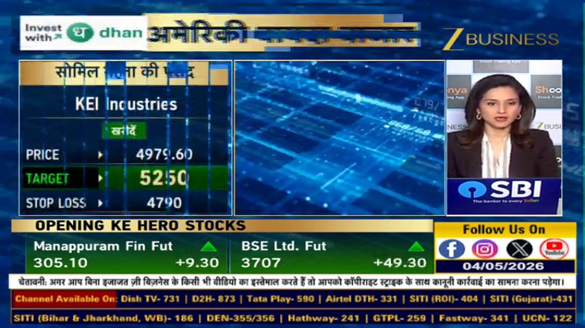tvnews_signal's tweet image. STOCK ALERT ON Zee Business

BUY #KEI

Hold Period: SHORT TERM

Entry: 4977.3
Target: 5250
SL: 4790

Get real time signals on signal.bharatstox.com